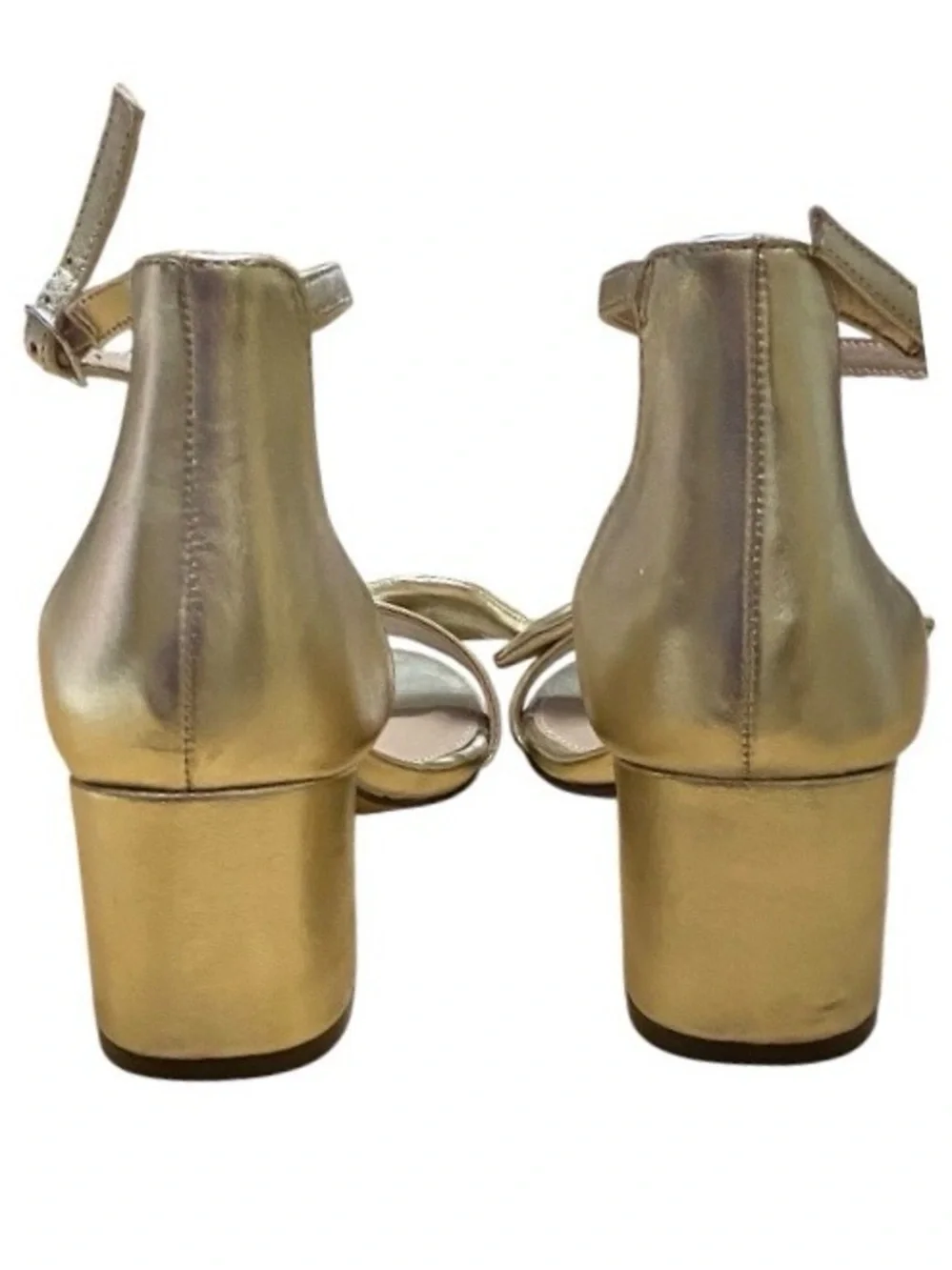 Draper James Gold Bow Block Heel Sandals Size 7 Wedding Guest Bridesmaid Shoes